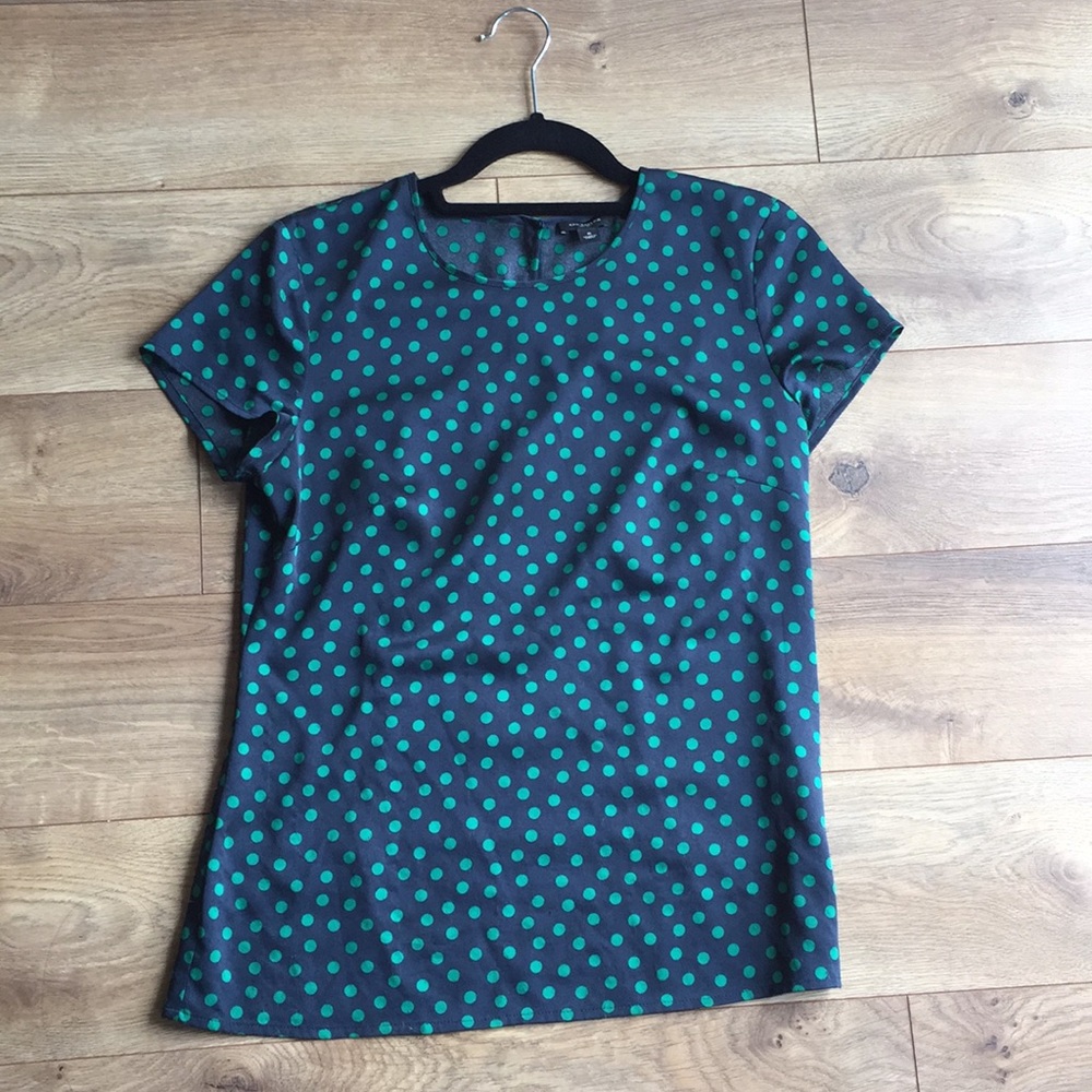 Ann Taylor Short Sleeve Blouse-Navy Polkadot/ 3 for $25